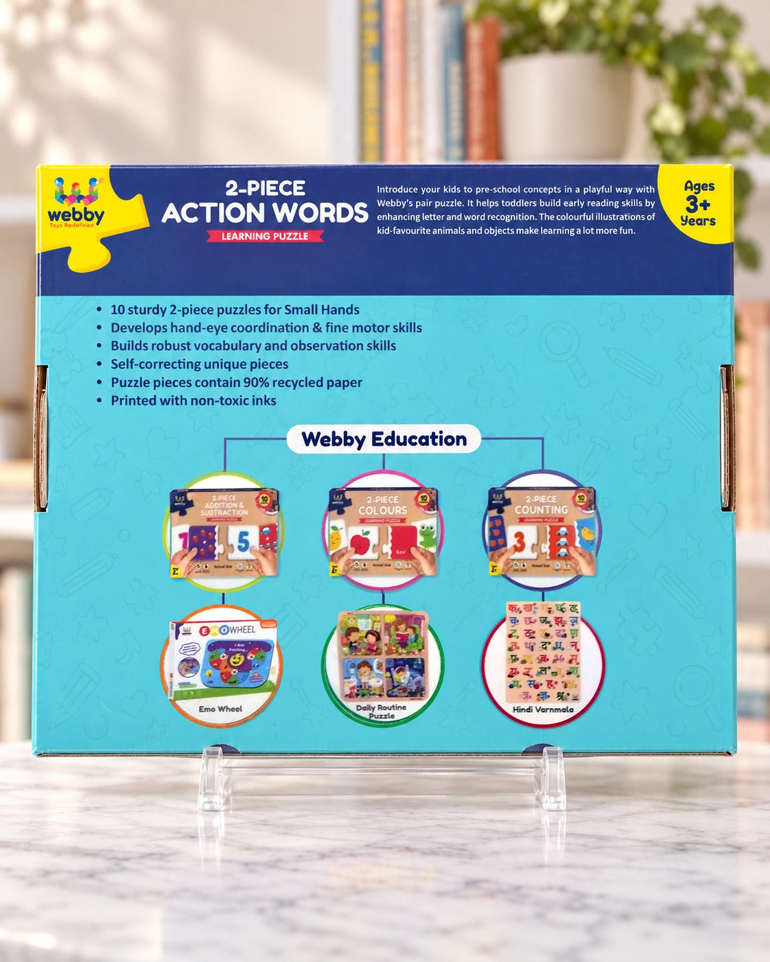2-Piece Action Words (10 puzzles), back of the box