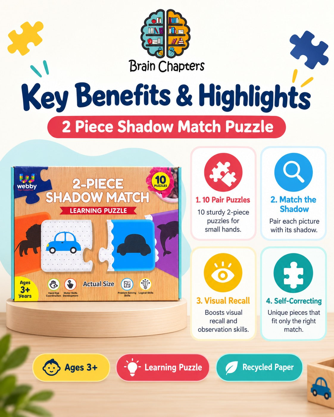 Key benefits and highlights of 2 Piece Shadow Match Puzzle