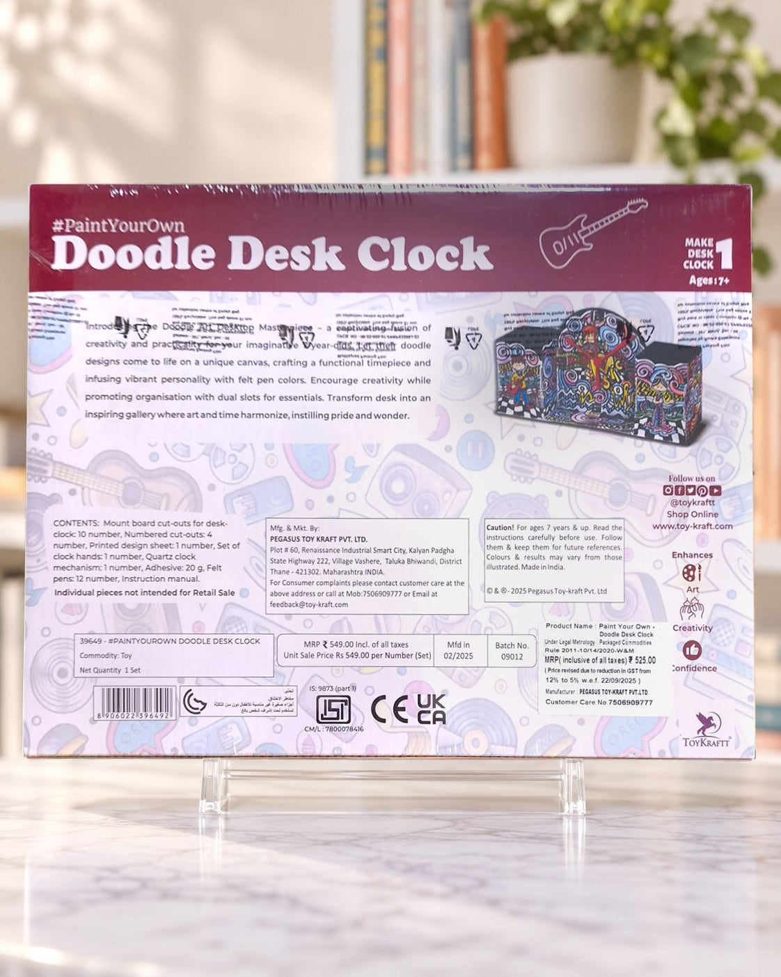 Doodle Desk Clock - Paint Your Own, box back