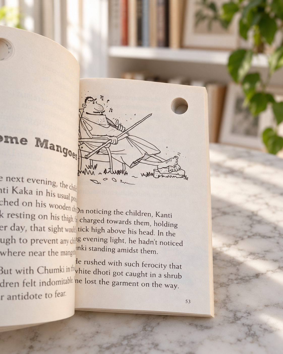 A Whole Lot of Chumki, open book showing a pencil illustration