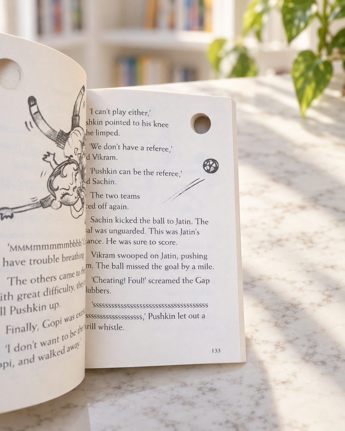 A Whole Lot of Petu Pumpkin, open book showing a page with a pencil illustration