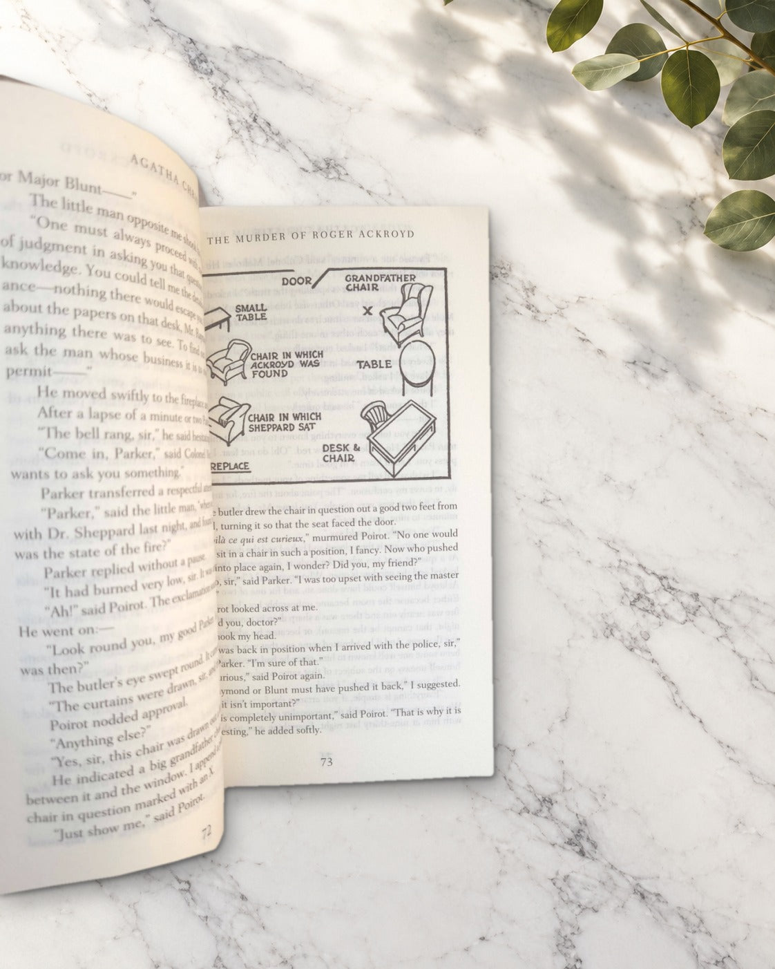 The Murder of Roger Ackroyd, open book showing a floor-plan diagram
