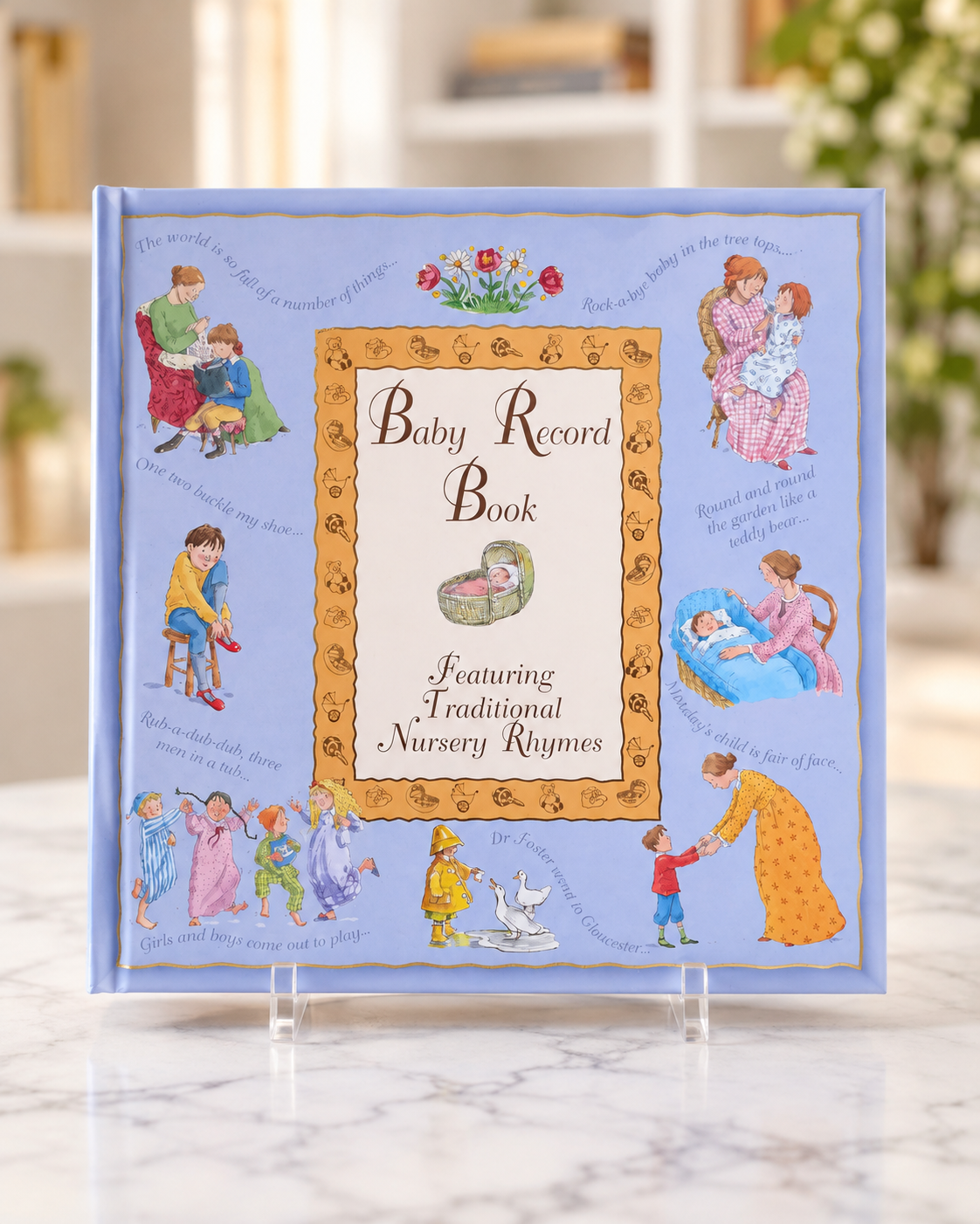 Baby Record Book featuring traditional nursery rhymes, hardback front cover