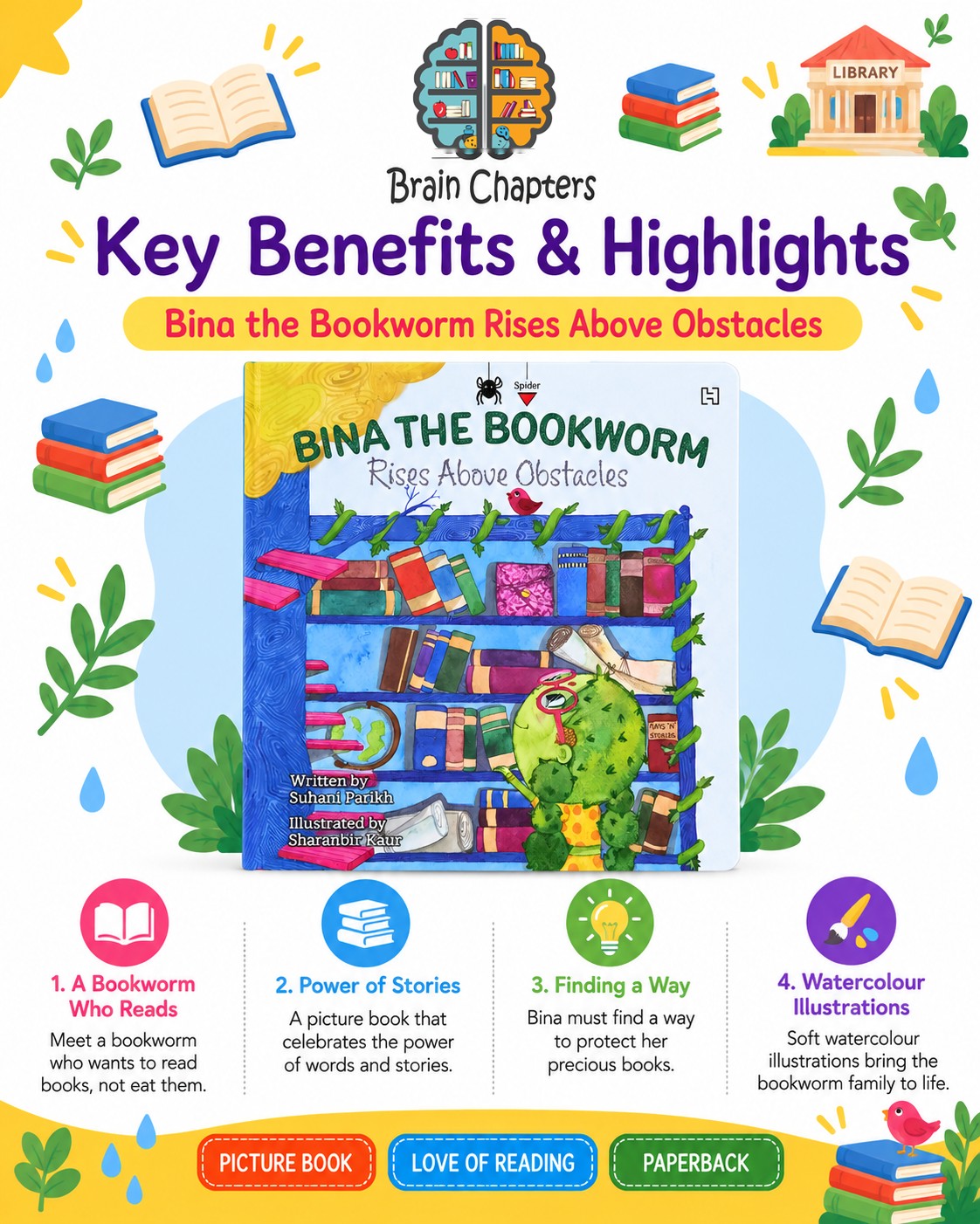 Key benefits and highlights of Bina the Bookworm Rises Above Obstacles