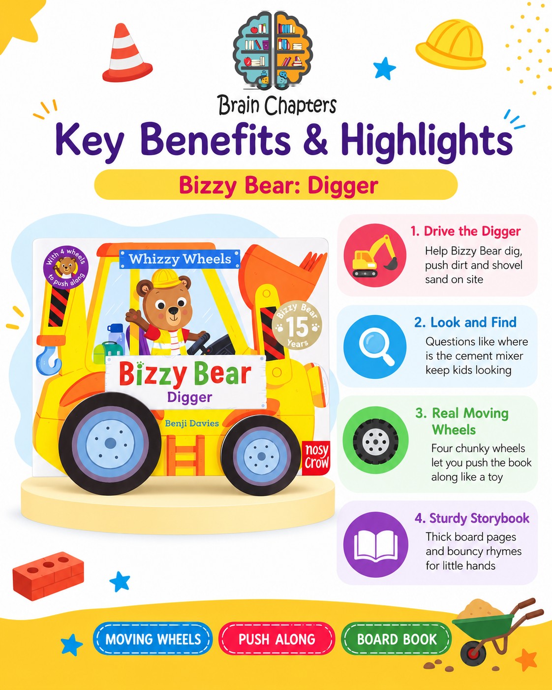 Key benefits and highlights of Bizzy Bear Digger