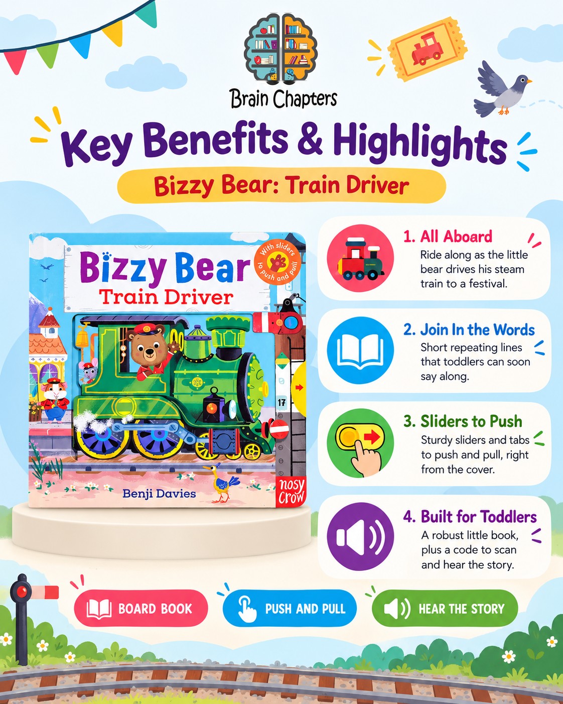 Key benefits and highlights of Bizzy Bear Train Driver