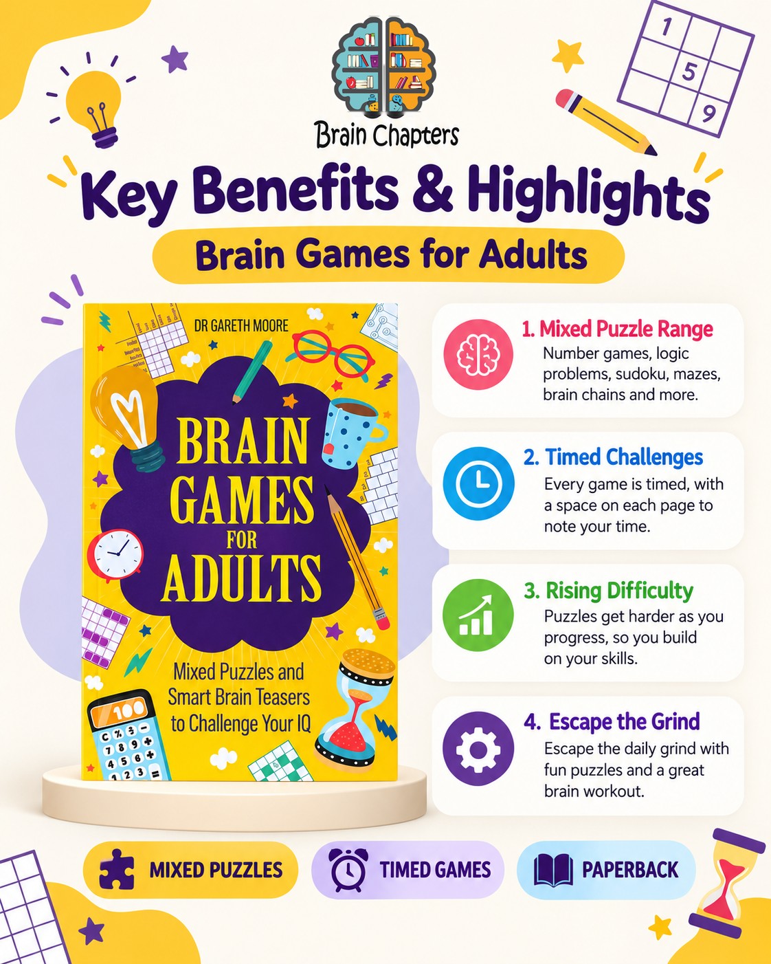 Key benefits and highlights of Brain Games for Adults