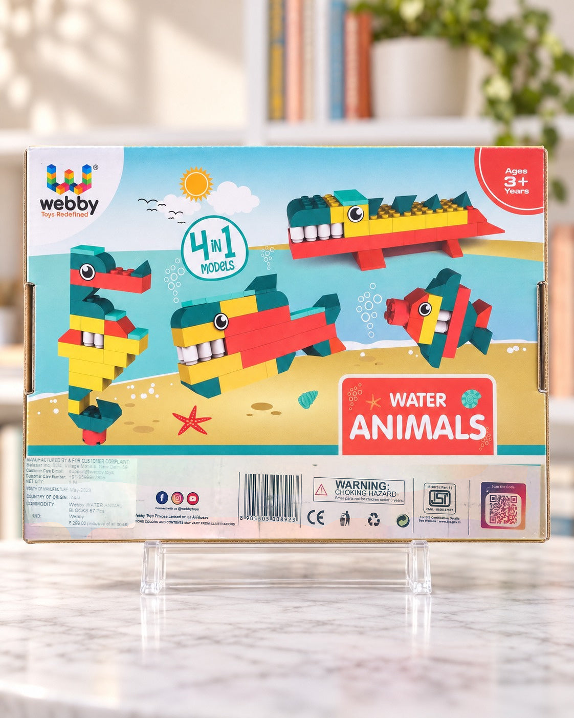 Building Blocks Water Animals 67 pcs, back of the box