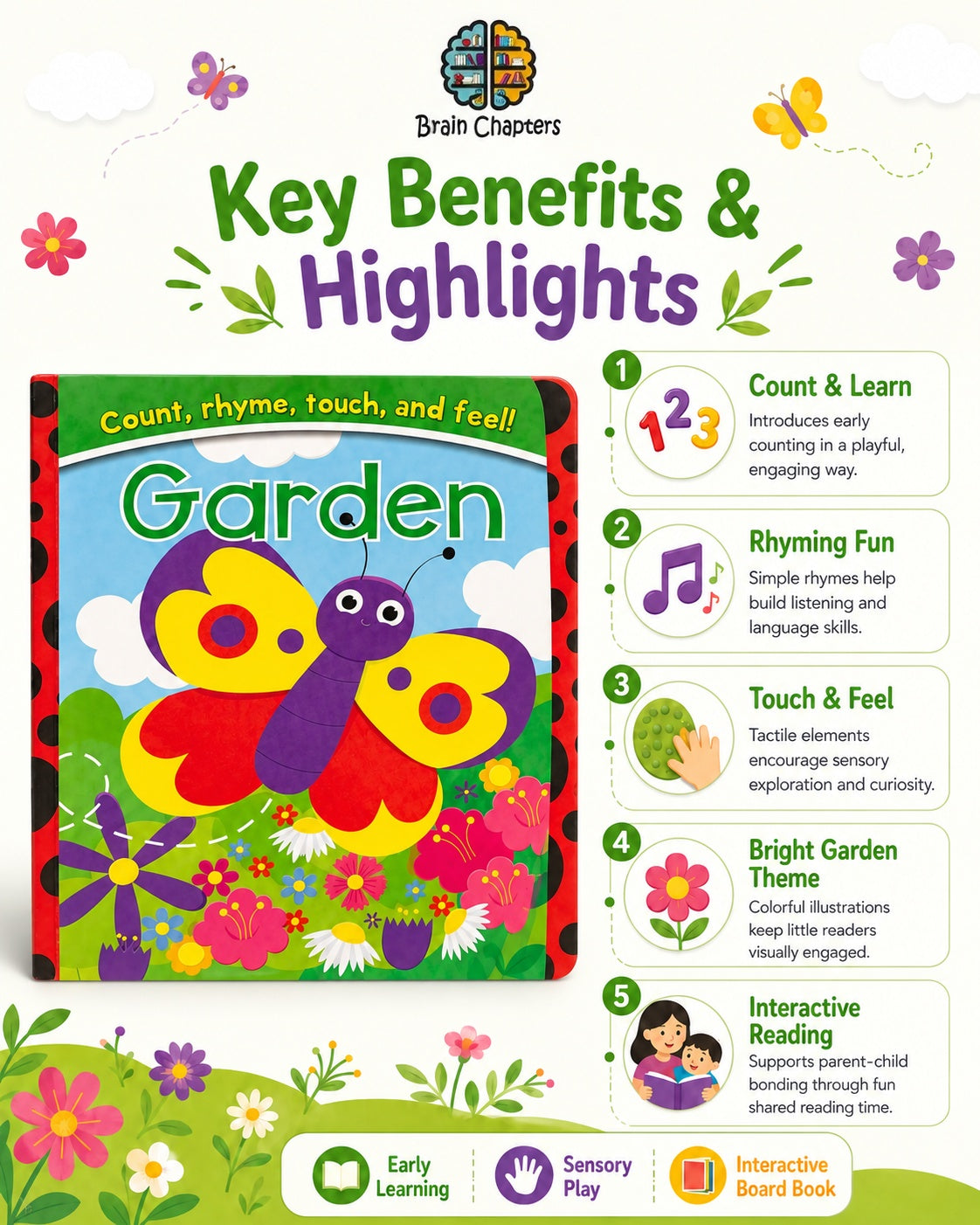 Key benefits and highlights of Count, Rhyme, Touch and Feel: Garden