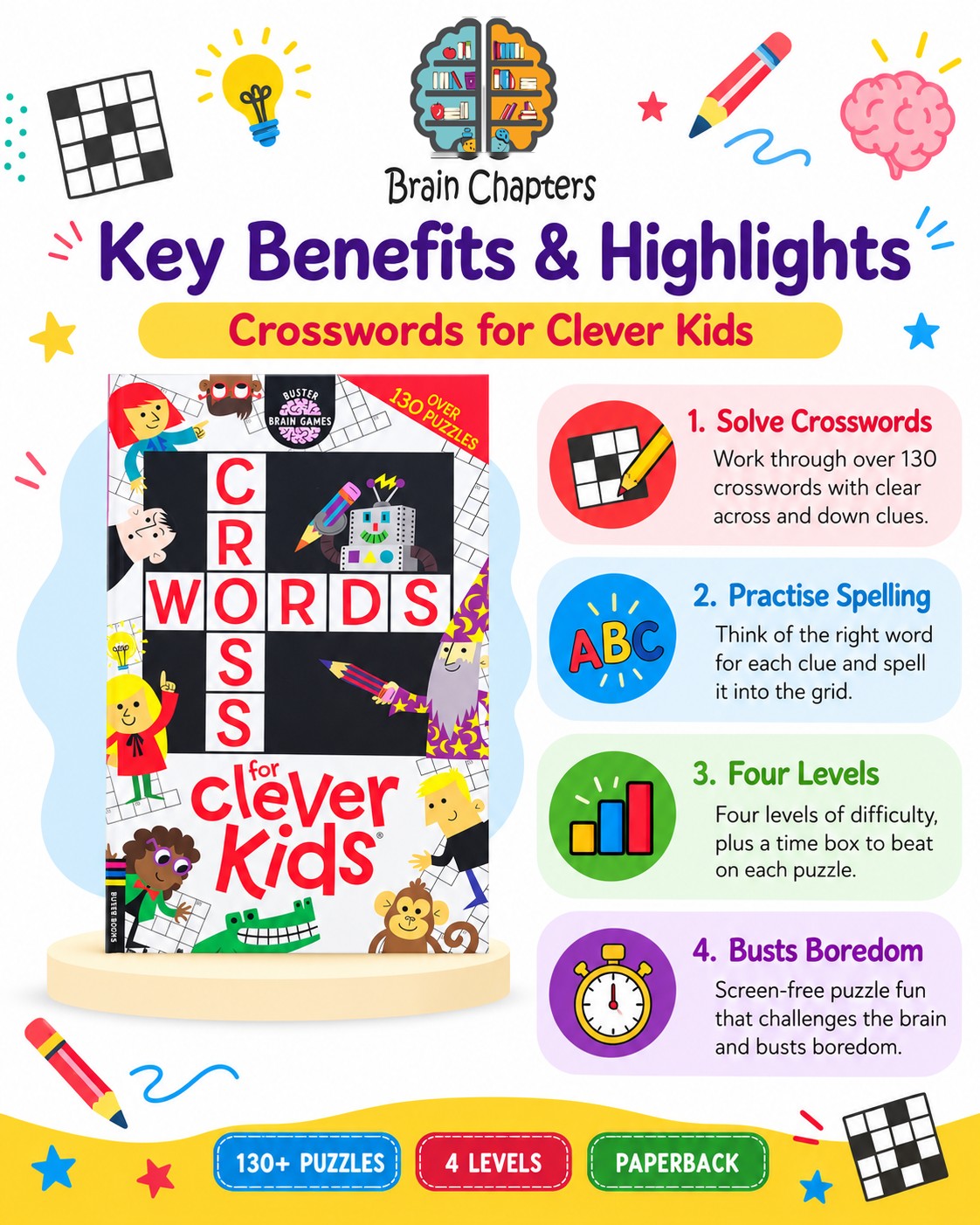 Key benefits and highlights of Crosswords for Clever Kids