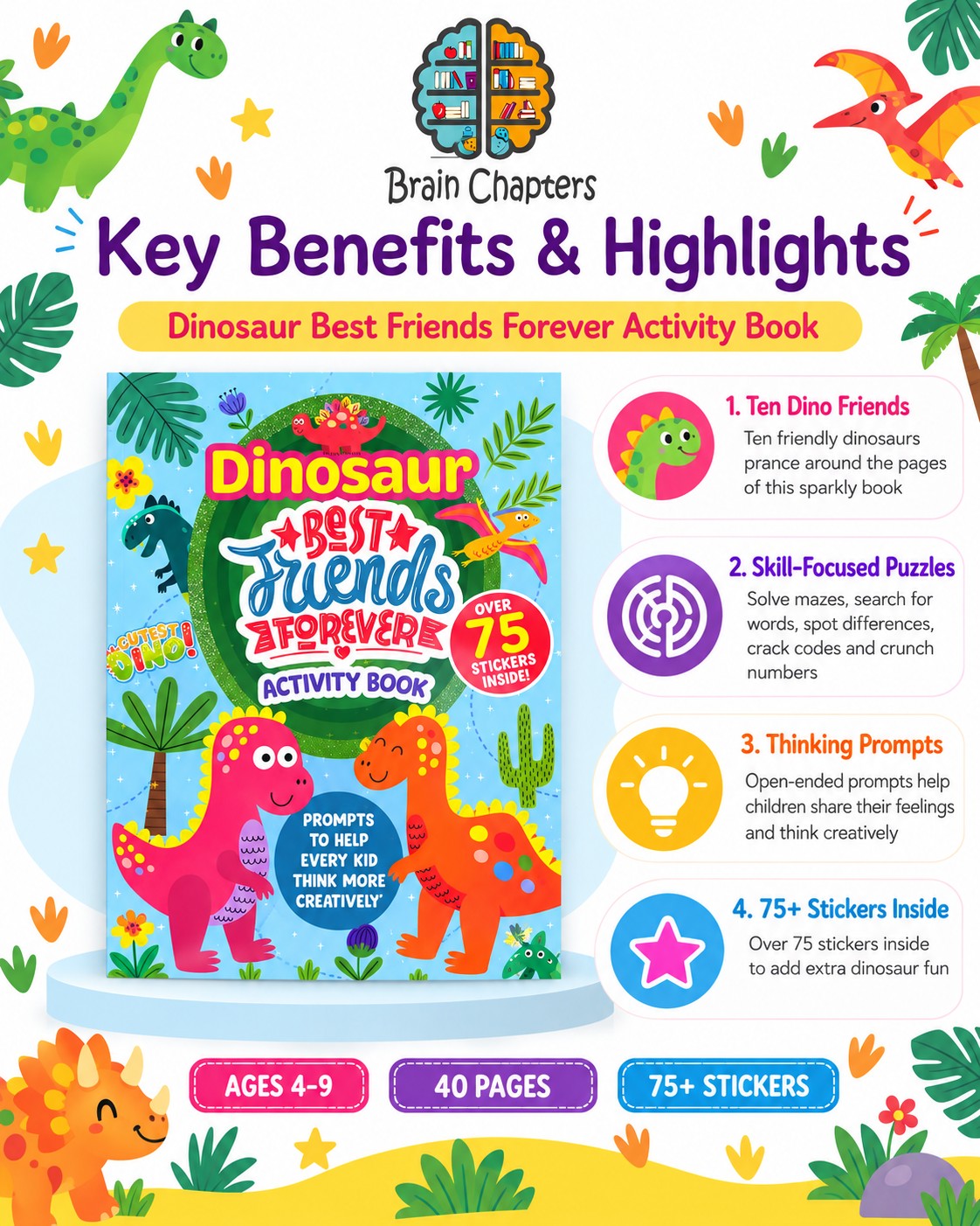 Key benefits and highlights of Dinosaur Best Friends Forever Activity Book