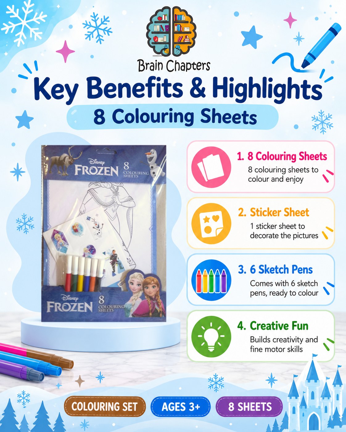Key benefits and highlights of Disney Frozen Colouring Sheets
