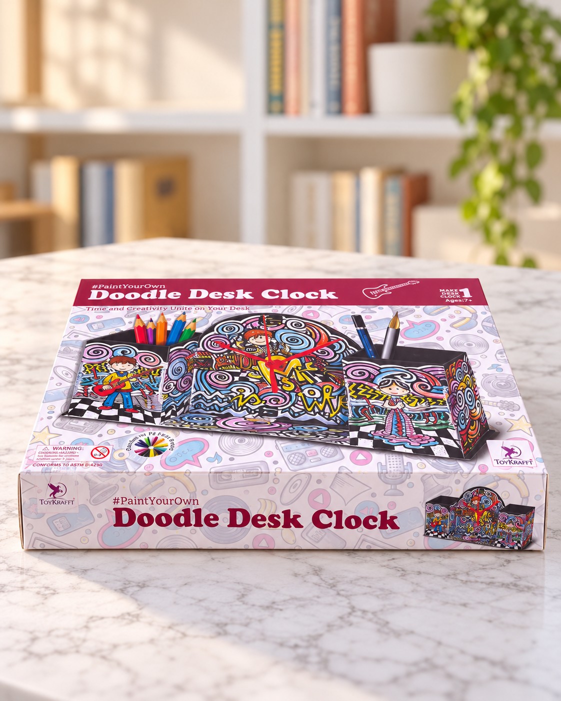 Doodle Desk Clock - Paint Your Own, box side