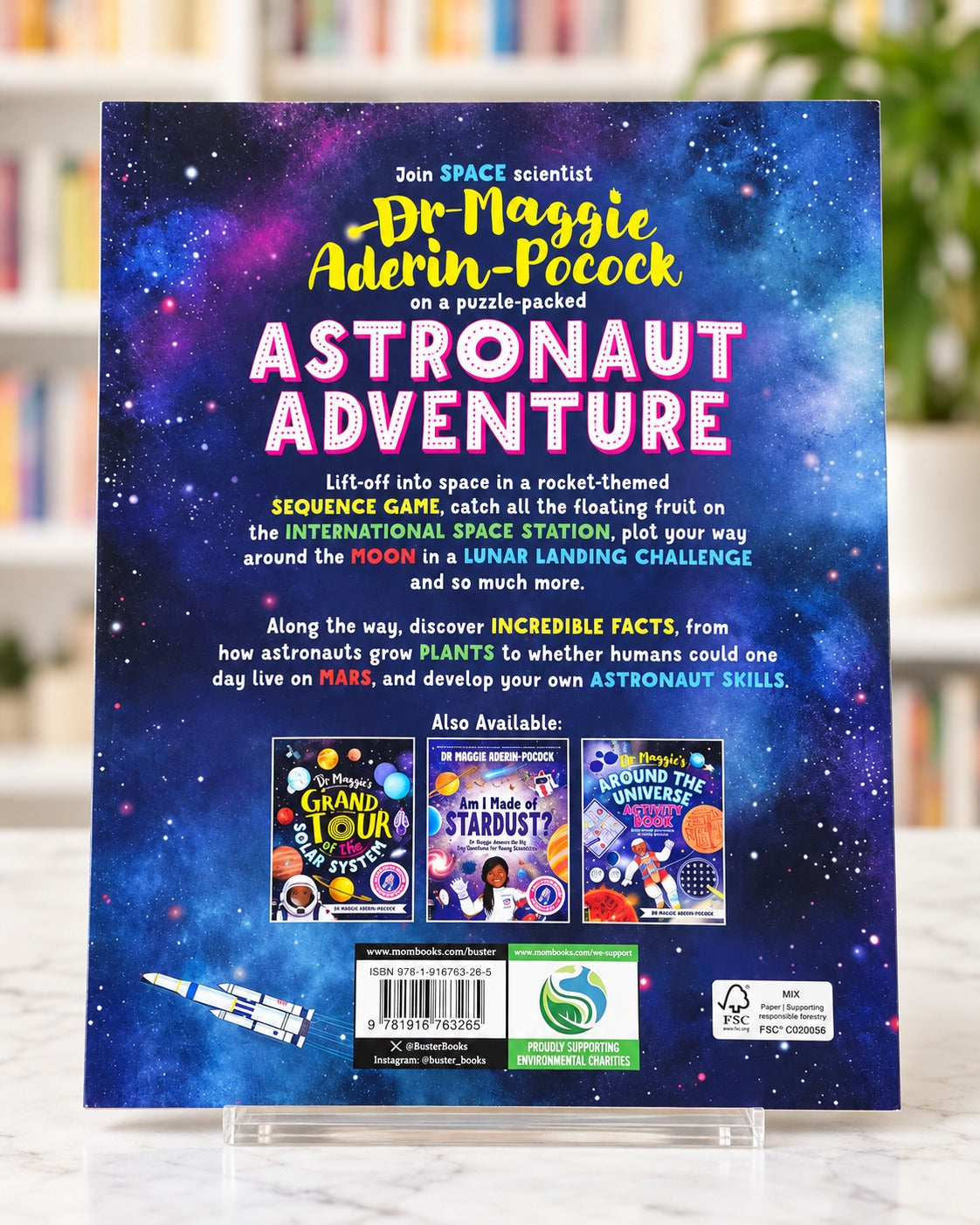 Dr Maggie's Astronaut Adventure Activity Book - Space Themed Puzzles, Facts and More, back cover