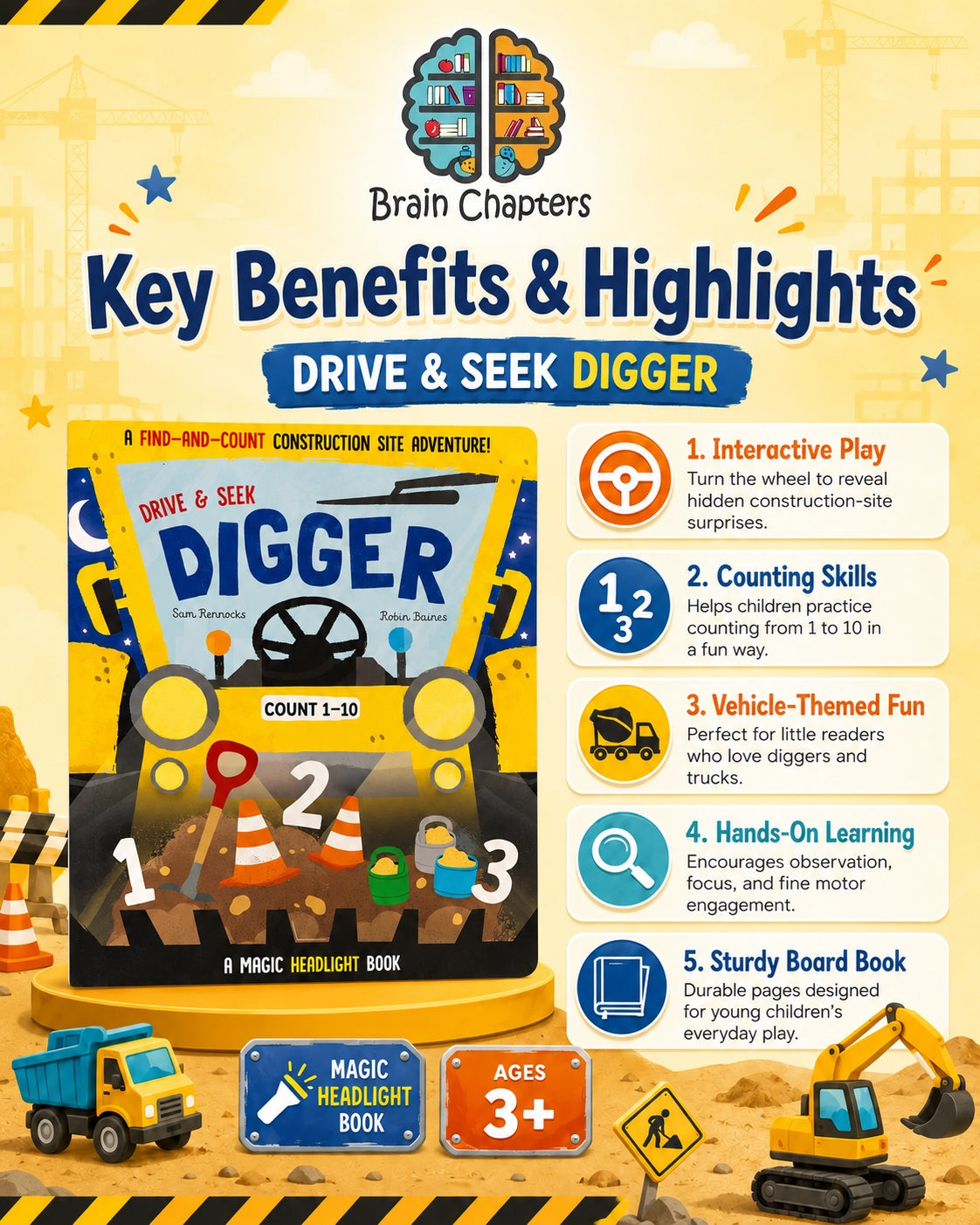 Key benefits and highlights of Drive & Seek Digger: A Magic Find & Count Adventure