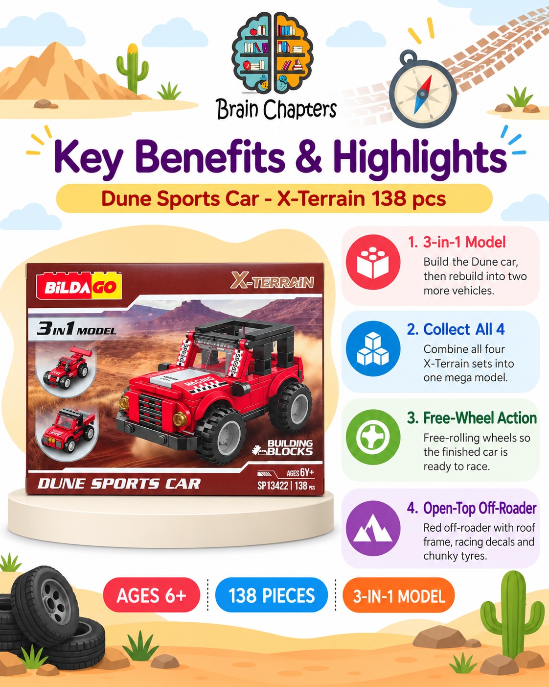 Key benefits and highlights of Dune Sports Car - X-Terrain 138 pcs