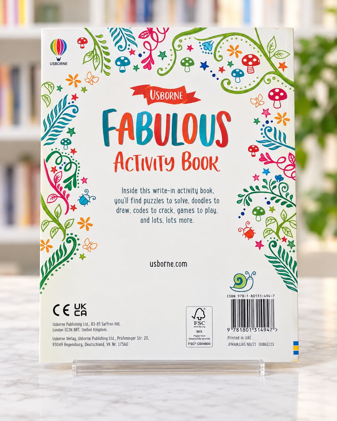 Fabulous Activity Book, back cover
