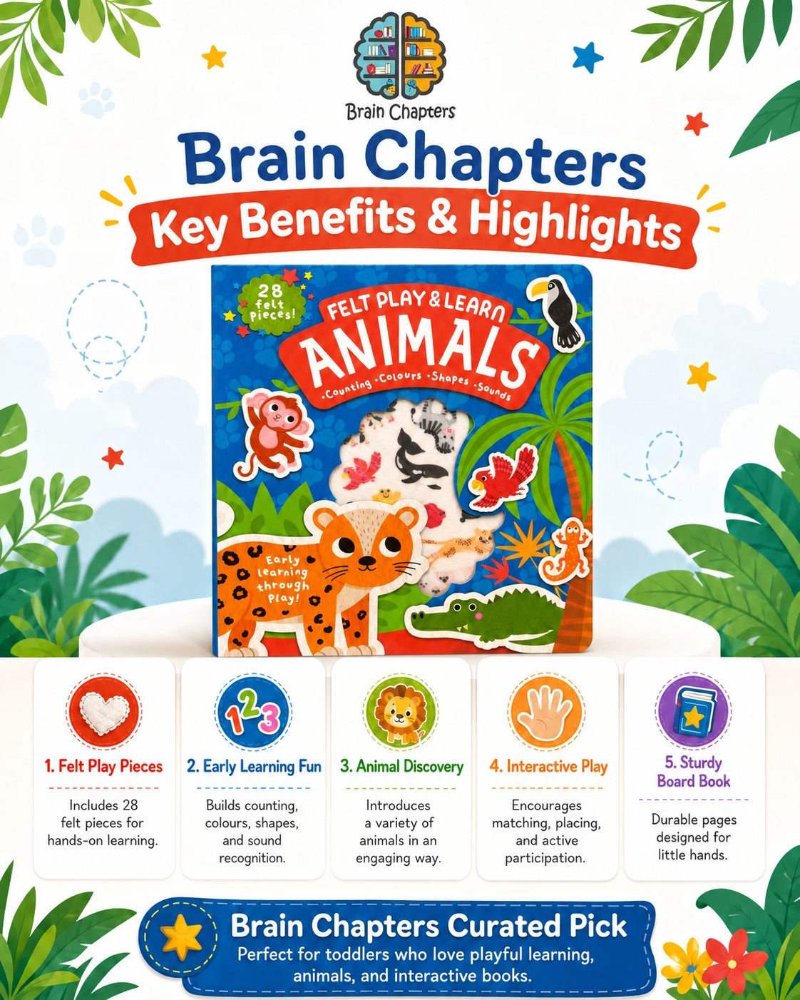 Key benefits and highlights of Felt Play & Learn: Animals