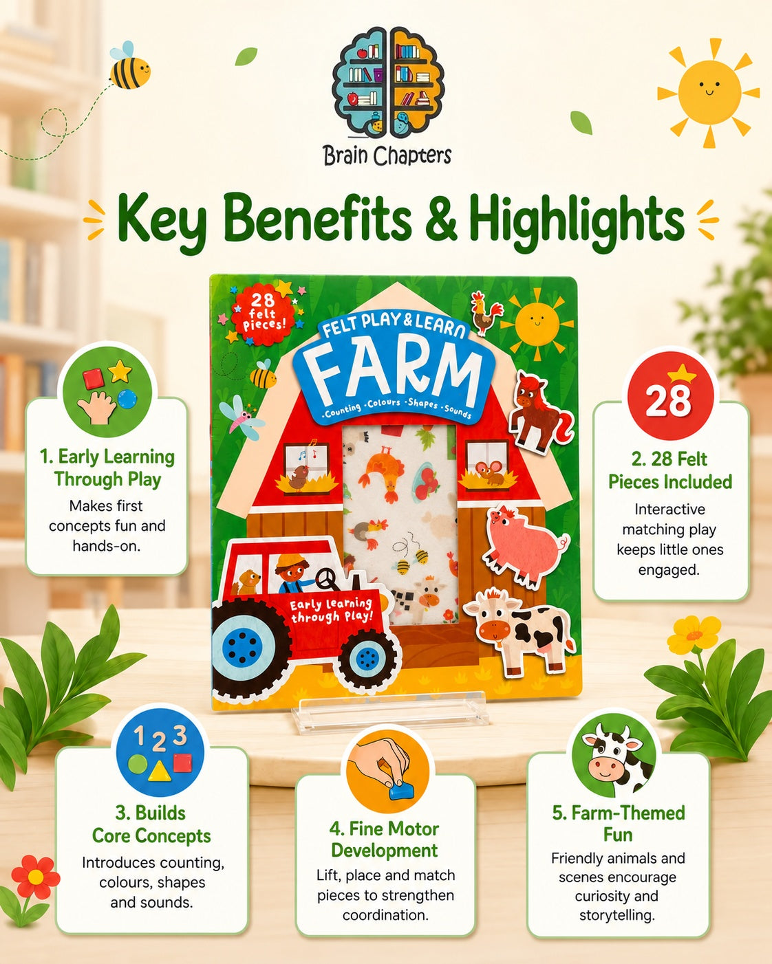 Key benefits and highlights of Felt Play & Learn: Farm