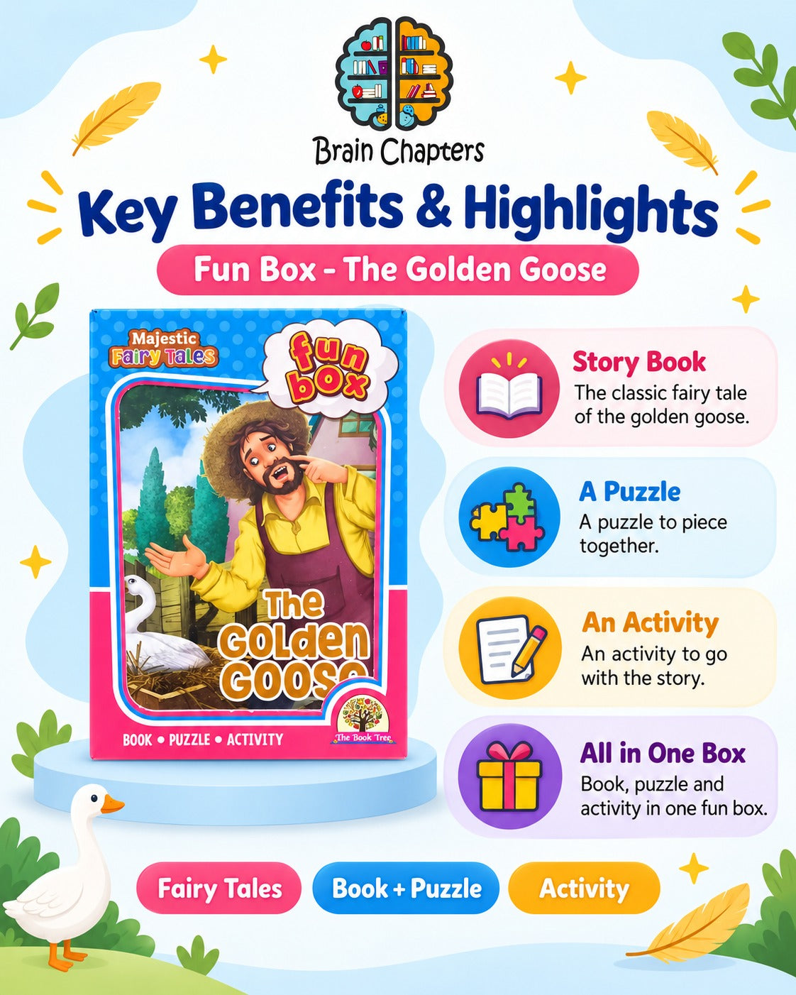 Key benefits and highlights of Fun Box - The Golden Goose - Book, Puzzle & Activity