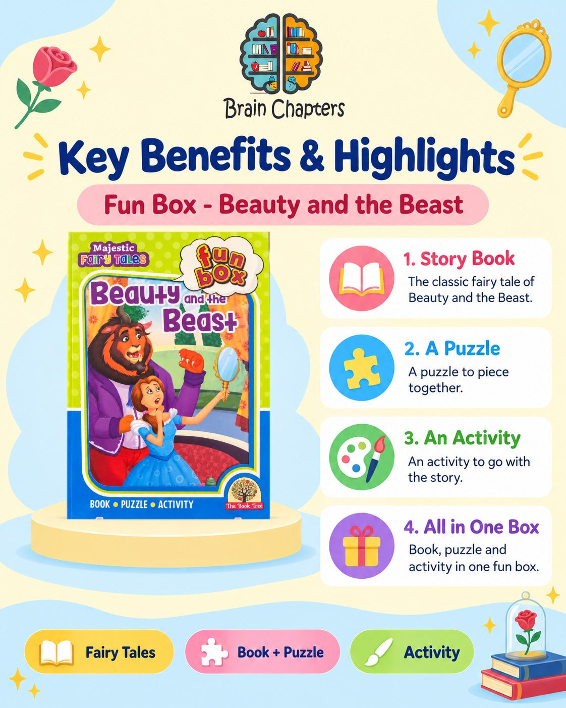 Key benefits and highlights of Funbox - Beauty and the Beast - Book, Puzzle & Activity