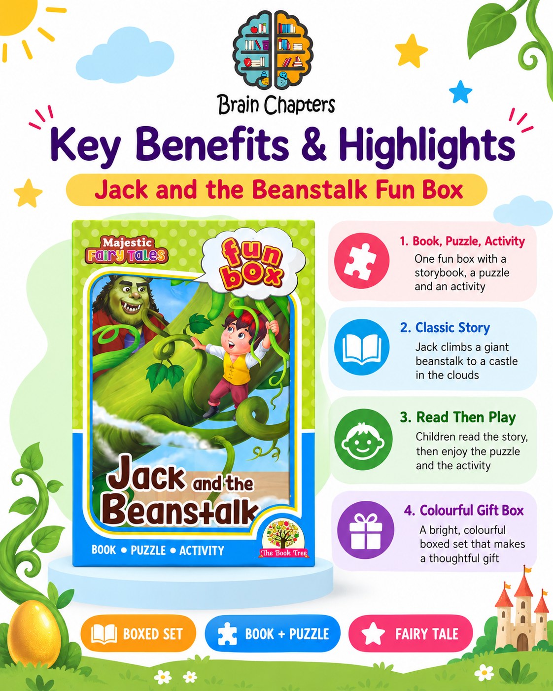 Key benefits and highlights of Funbox Jack and the Beanstalk Book, Puzzle & Activity