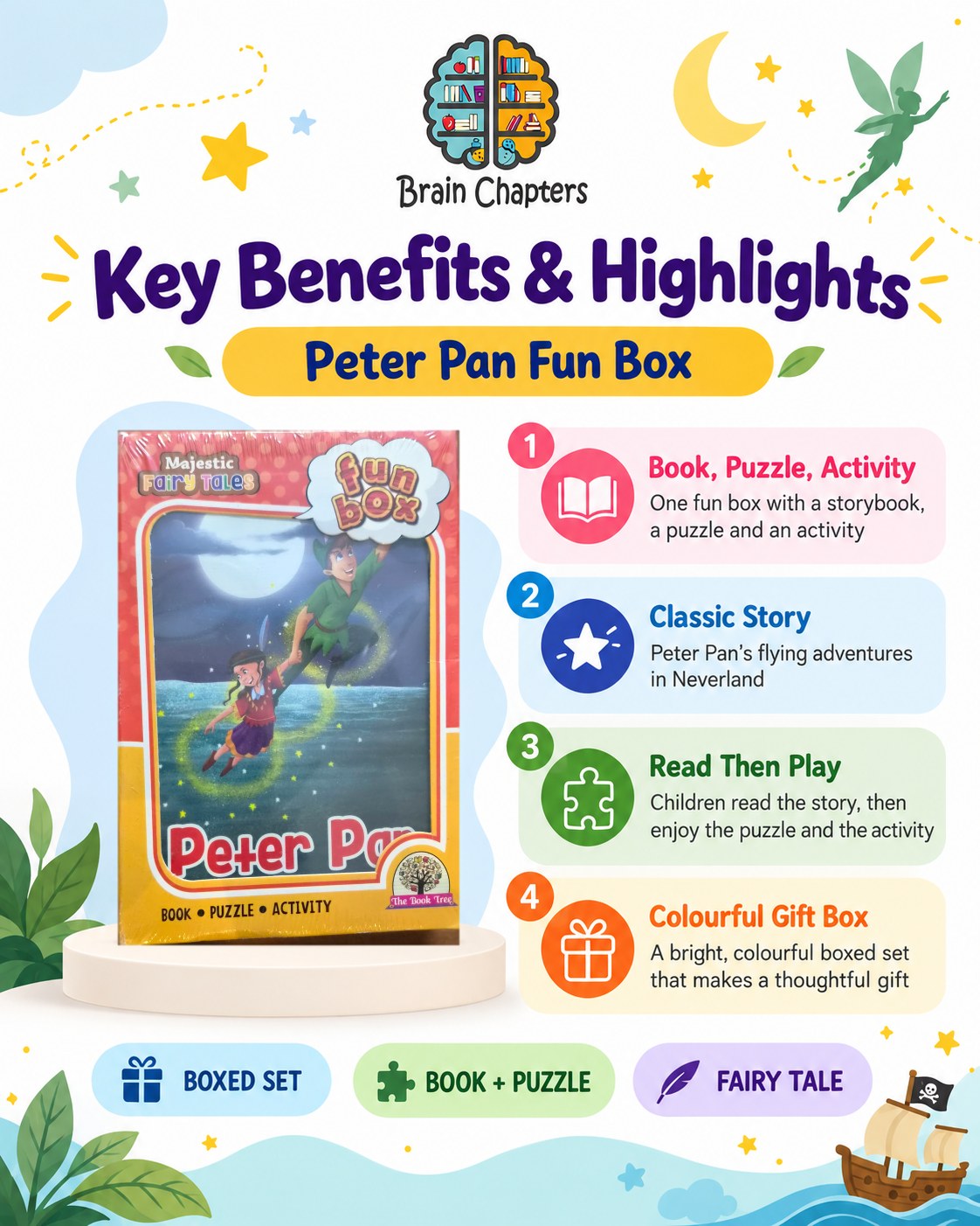 Key benefits and highlights of Funbox Peter Pan Book, Puzzle & Activity