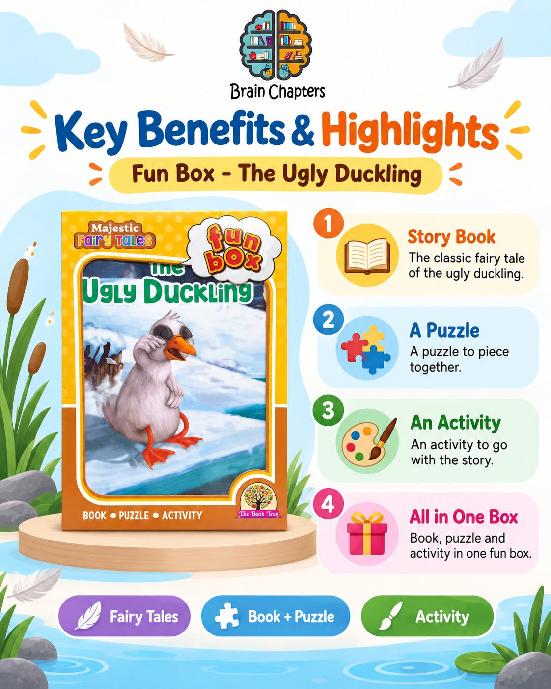 Key benefits and highlights of Funbox - The Ugly Duckling - Book, Puzzle & Activity