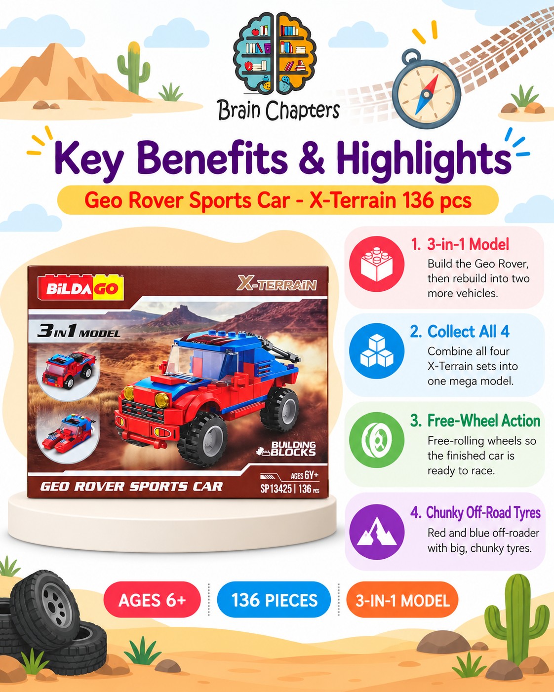 Key benefits and highlights of Geo Rover Sports Car - X-Terrain 136 pcs