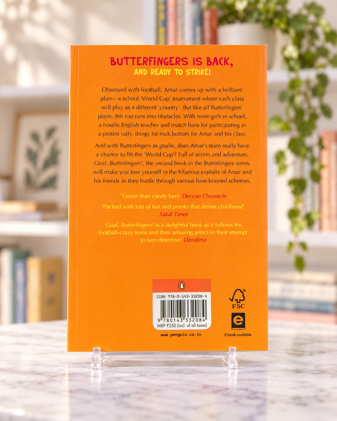 Goal, Butterfingers!, paperback back cover