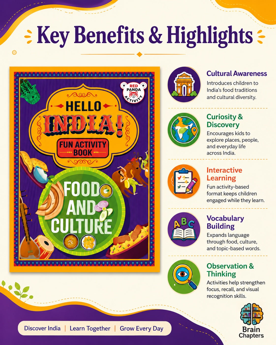 Key benefits and highlights of Hello, India! A Fun India Activity Book: Food and Culture