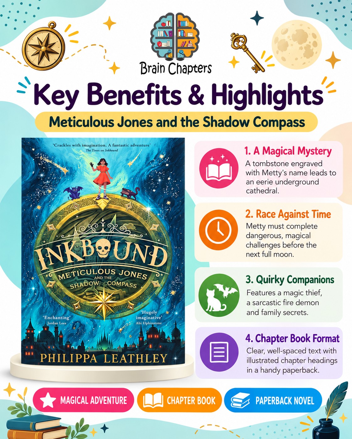 Key benefits and highlights of Inkbound - Meticulous Jones and the Shadow Compass