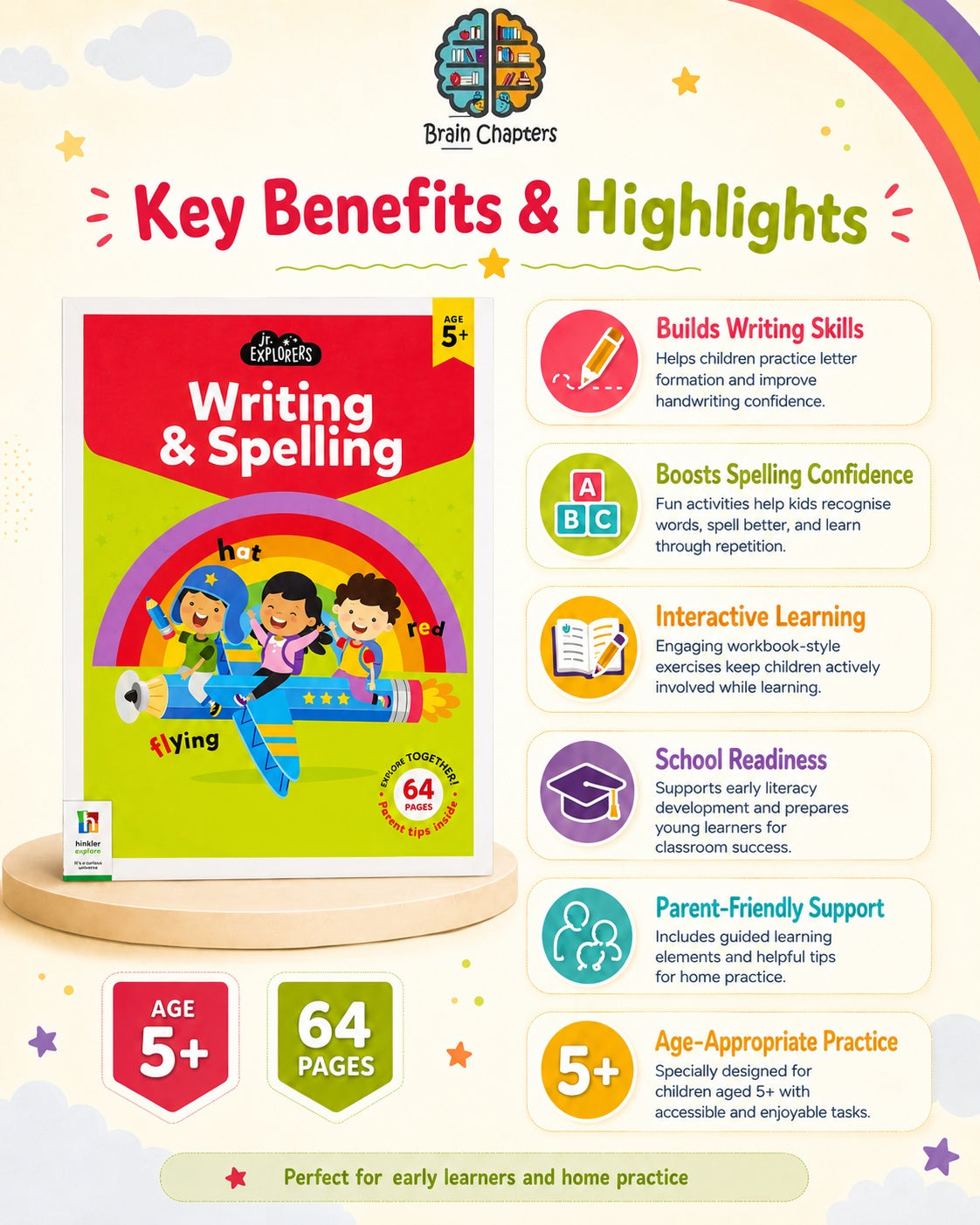 Key benefits and highlights of Junior Explorers: Writing & Spelling