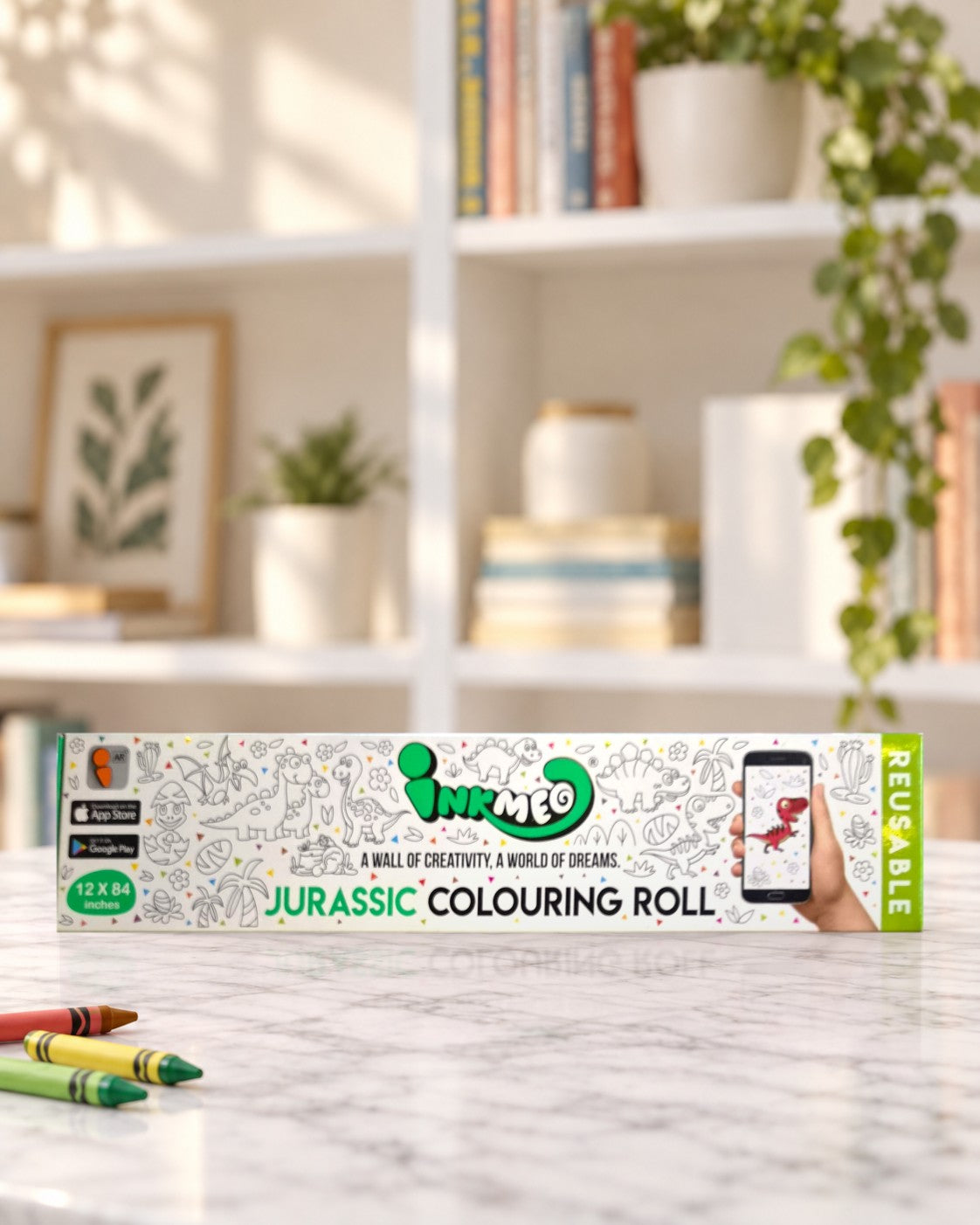 Jurassic Reusable Colouring Roll (12 Inch), box front