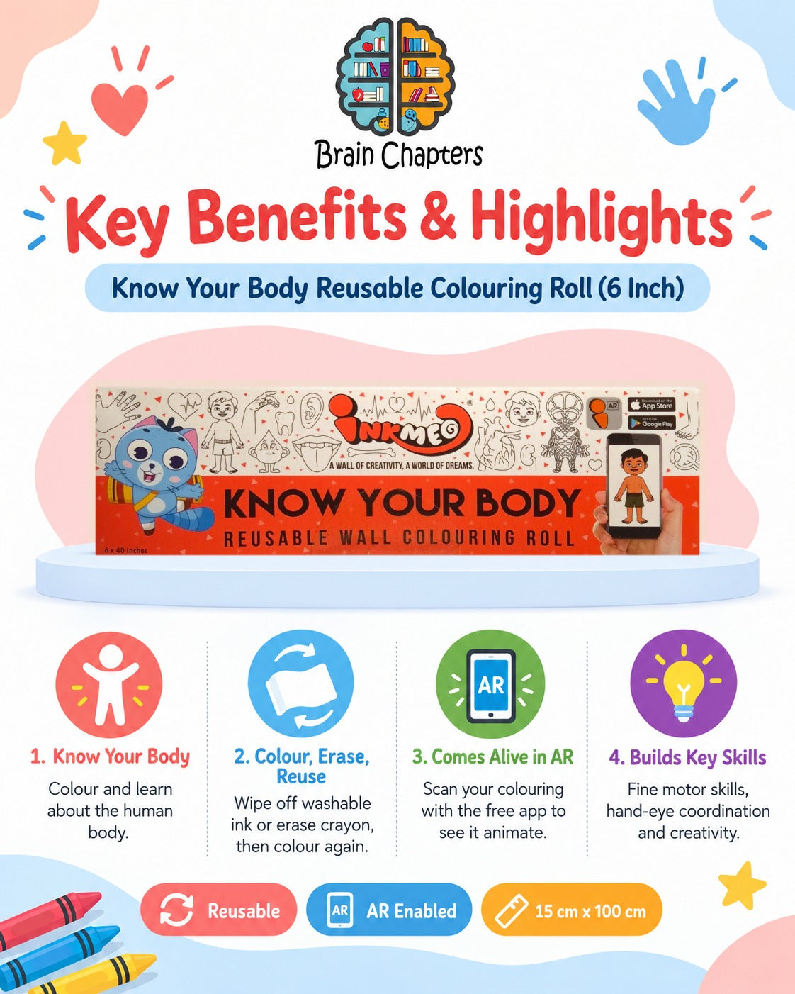 Key benefits and highlights of Know Your Body Reusable Colouring Roll (6 Inch)