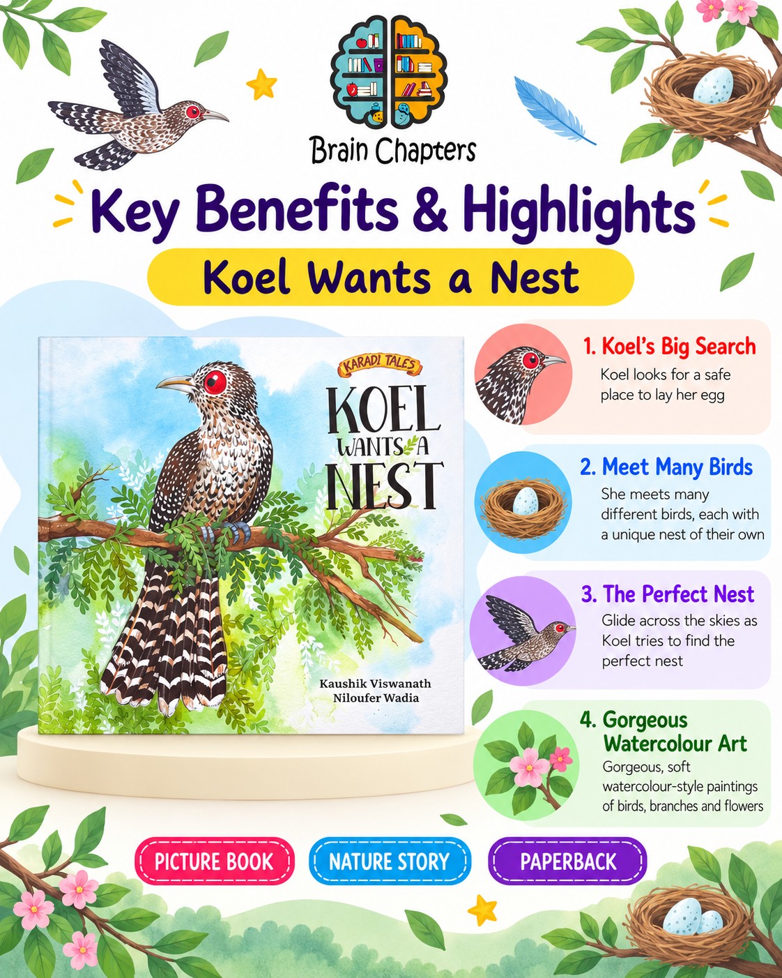 Key benefits and highlights of Koel Wants a Nest