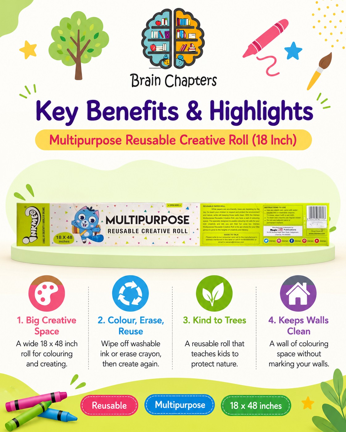 Key benefits and highlights of Multipurpose Reusable Creative Roll (18 Inch)