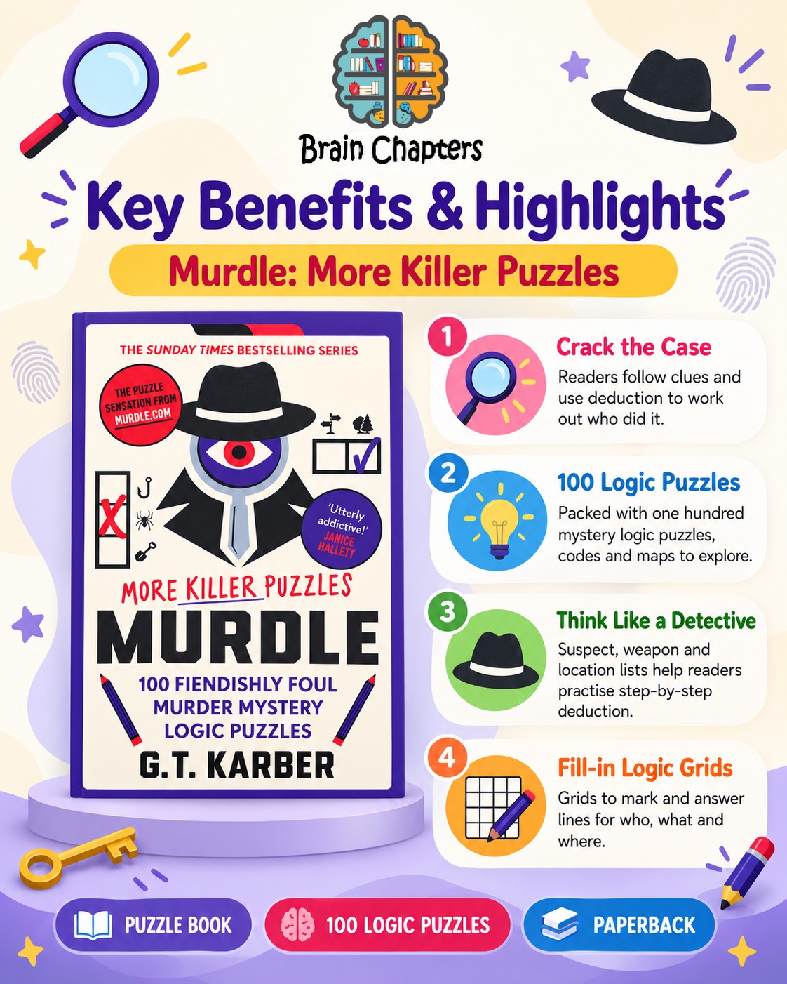 Key benefits and highlights of Murdle: More Killer Puzzles