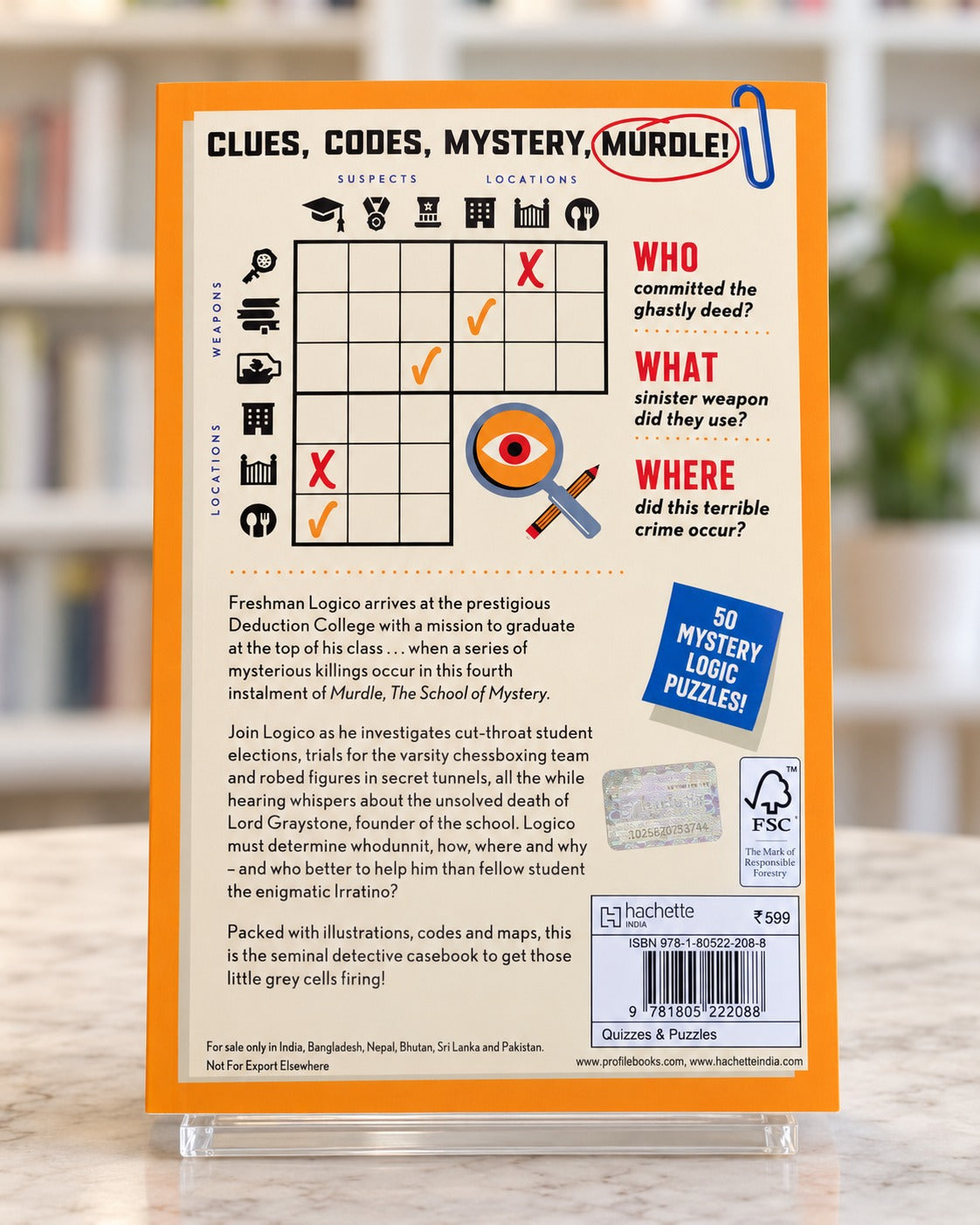 Murdle: The School of Mystery, back cover