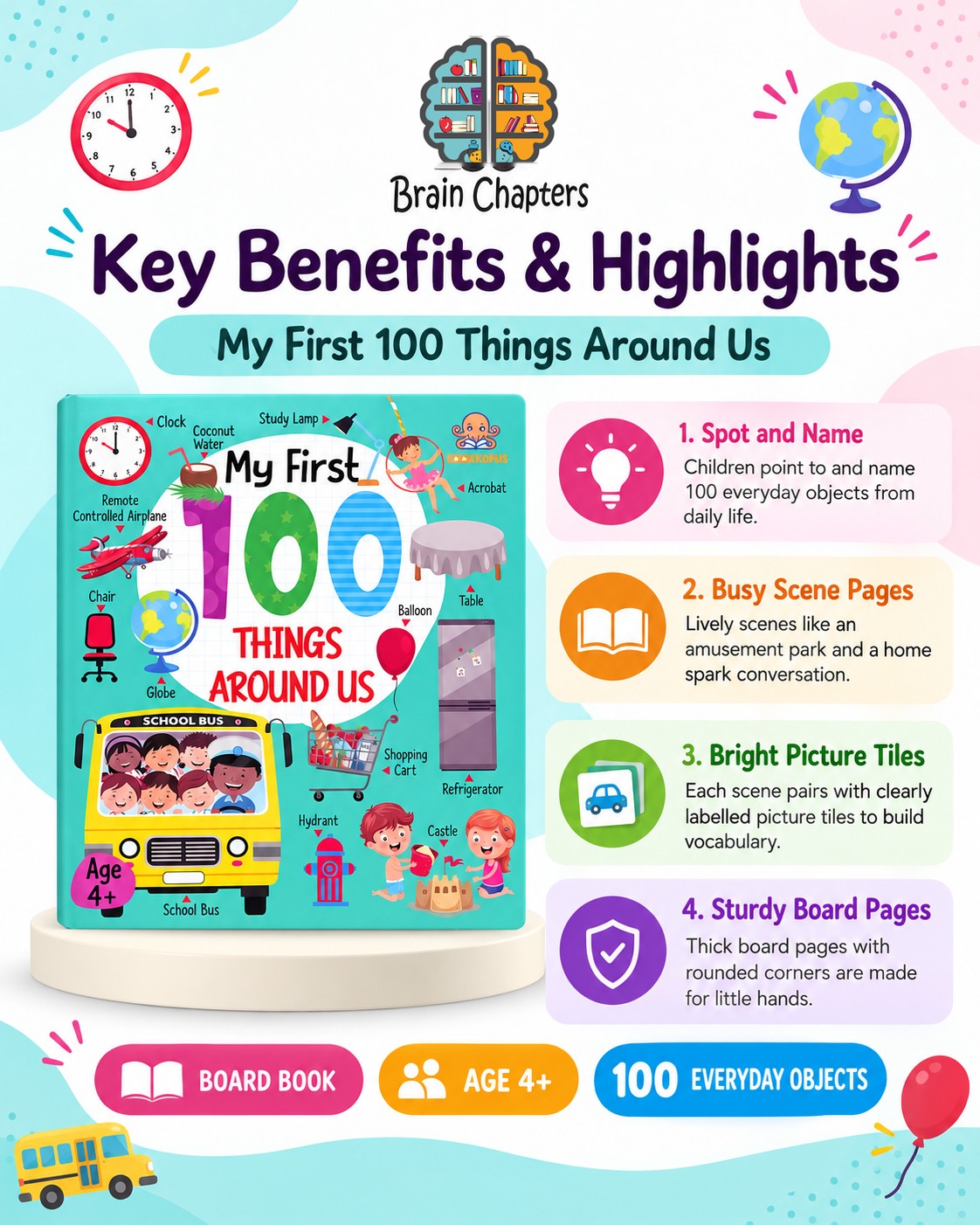Key benefits and highlights of My First 100 Things Around Us Board Book