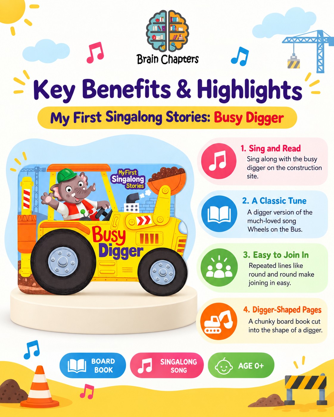 Key benefits and highlights of My First Singalong Stories: Busy Digger
