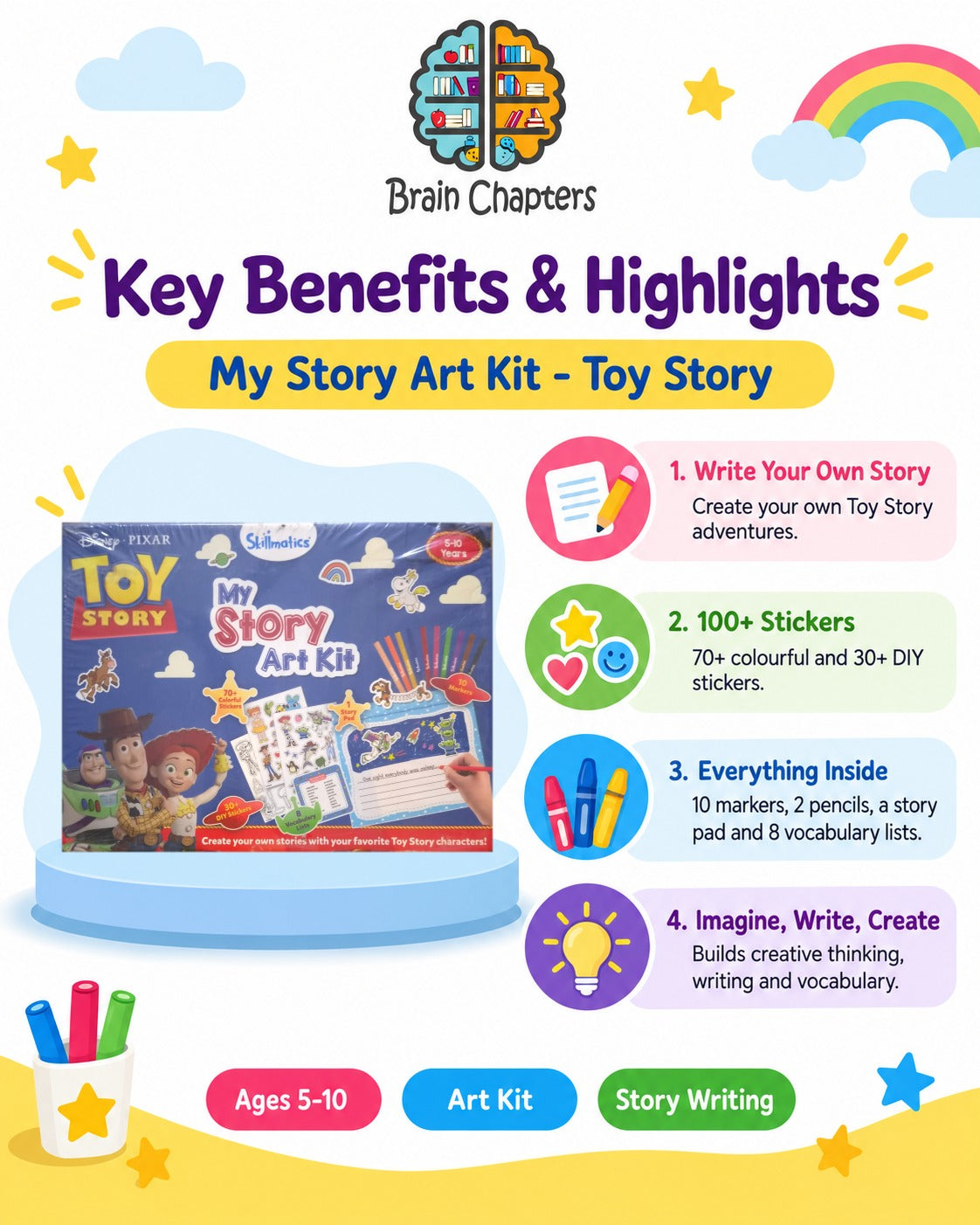 Key benefits and highlights of My Story Art Kit - Toy Story