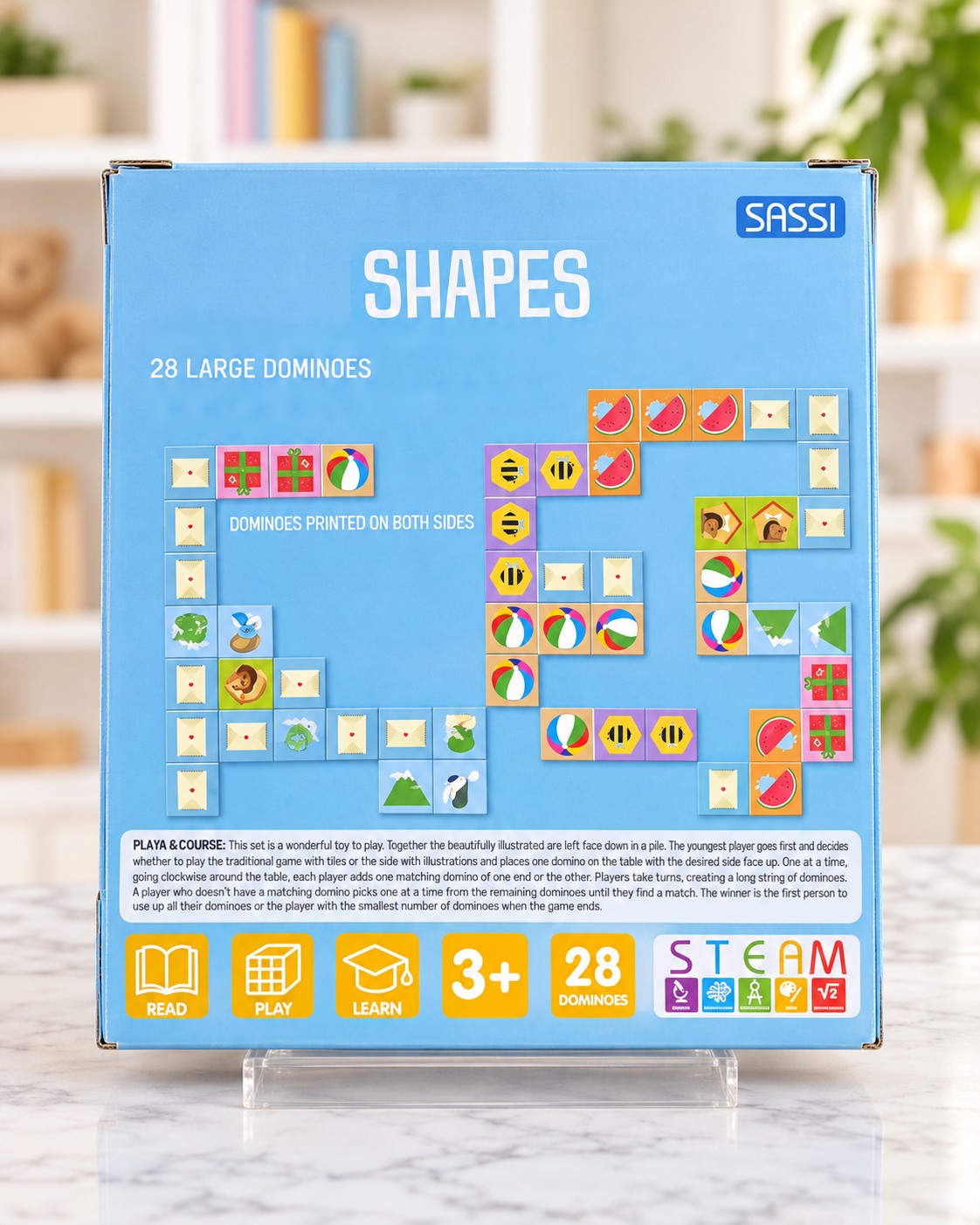 Play and Learn Domino Shapes Book and Game, box back