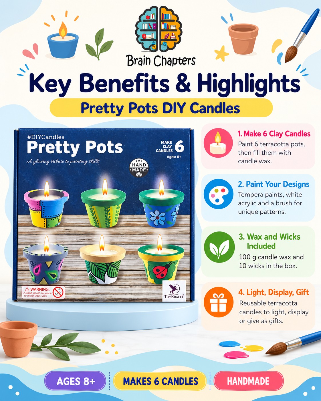 Key benefits and highlights of Pretty Pots - DIY Candles