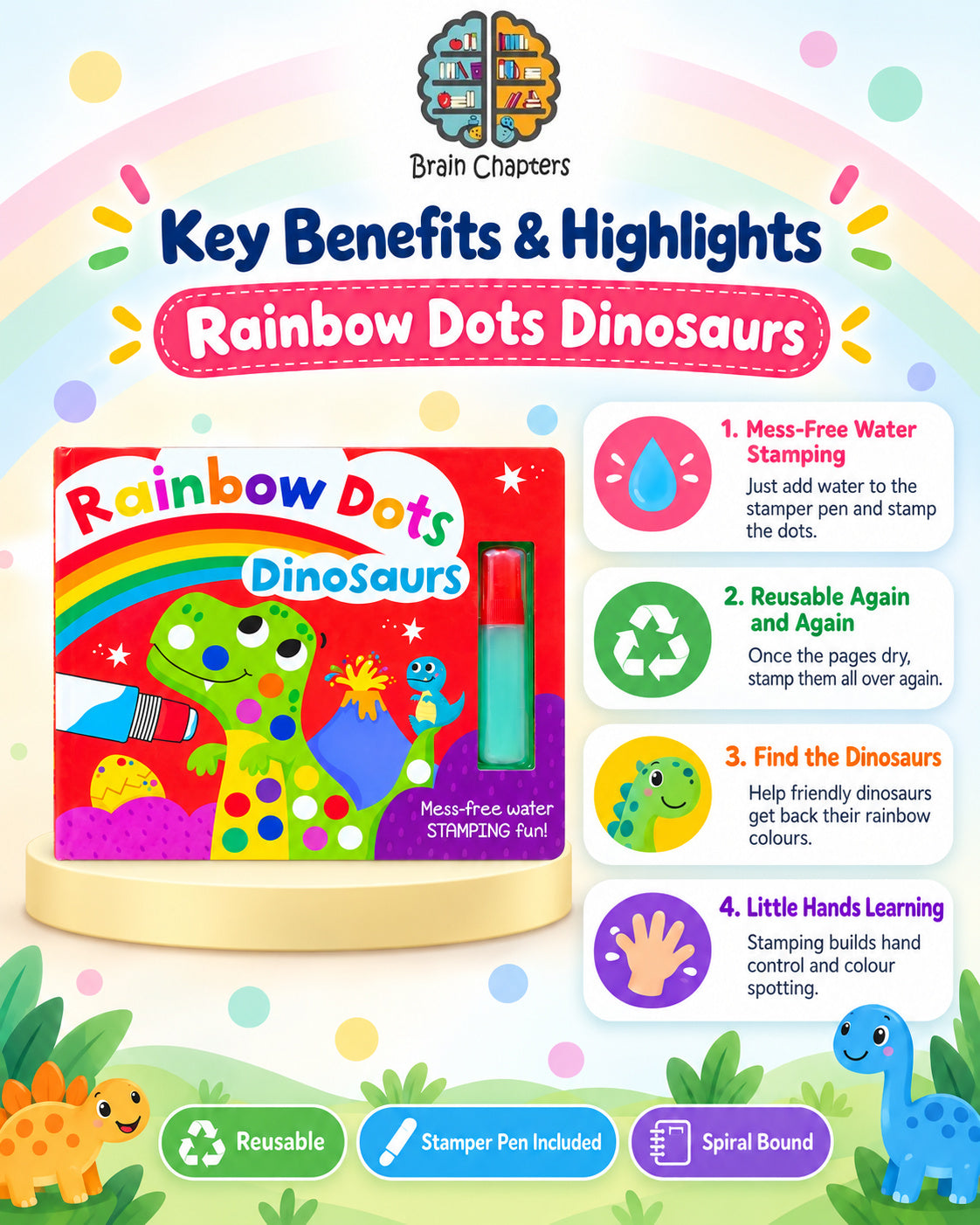 Key benefits and highlights of Rainbow Dots Dinosaurs