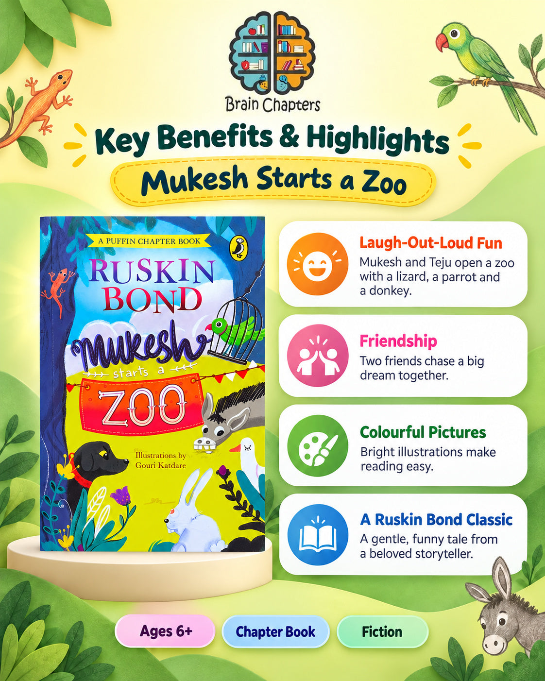 Key benefits and highlights of Ruskin Bond - Mukesh Starts a Zoo