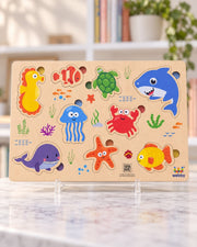 Sea Animals Wooden Fit to Frame Puzzle, front