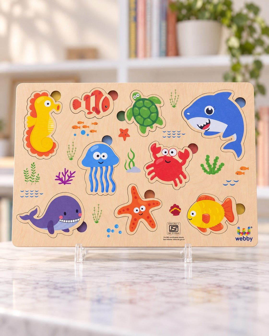Sea Animals Wooden Fit to Frame Puzzle, front
