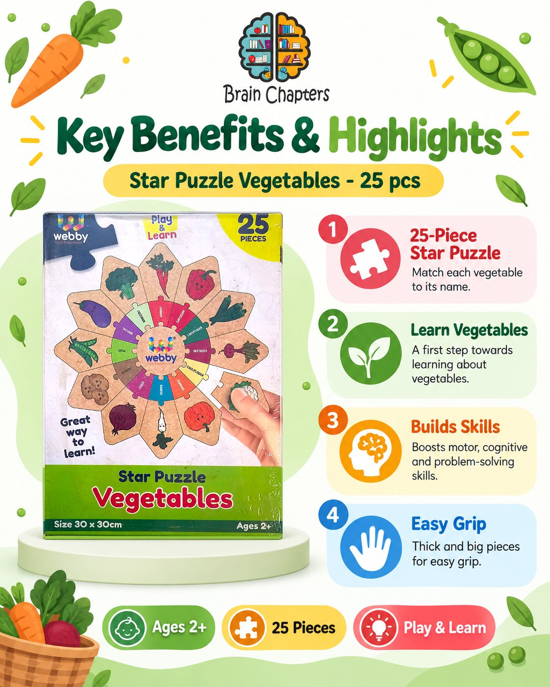 Key benefits and highlights of Star Puzzle Vegetables - 25 pcs