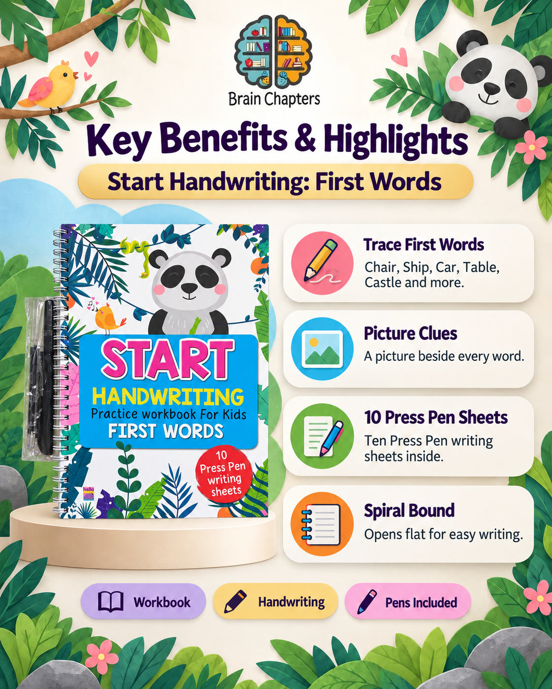 Key benefits and highlights of Start Handwriting Practice Workbook for kids -First Words